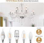 Modern Elegant 15 Lights K9 Crystal Glass Chandelier Pendant Ceiling Lighting European Style for Dining Living Room Bedroom Transparent,15 E12 Bulbs Required