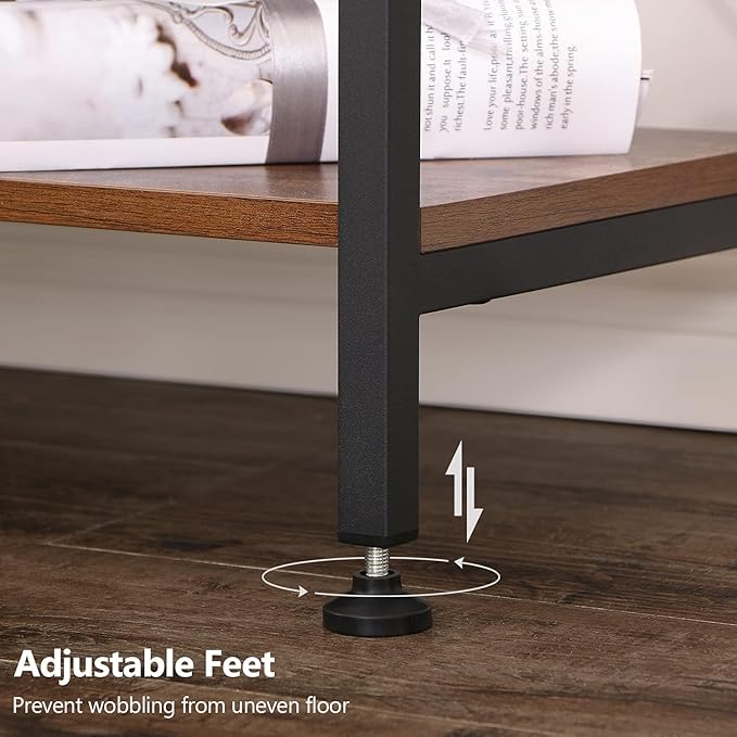 BEWISHOME 3 Tier Bookshelf, Rustic Small Book Shelf for Small Spaces, Brown Wooden Shelves for Bedroom Living Room and Home Office, 13.58" D x 24.21" W x 37" H, JCJ32Z