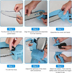 Mini Chainsaw Cordless 8 Inch, Battery Powered Electric Chainsaw with Security Lock, Small Handheld Chain Saw for Tree Branches, Cordless Hand Saw for Wood Cutting, Blue