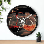 Mozingo ~ Wine Clock for Kitchen Bar Wall It's Wine O'clock Silent Time Gift Home Decor Made In USA, 10" (Hour Marks - None, Clock Frame Color - Black, Wine Theme #01)