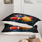 Axolotl Ball Game Bedding Set Full,Basketball Comforter Set Sports Bedding,Volleyball Comforter Set Soccer Bedding,Football Comforter Colorful Grunge Style for Kids Boys Teens,1 Quilt 2 Pillowcases