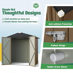 Flamaker 6x4 FT Storage Shed Waterproof Metal Garden Shed with Lockable Door Utility Tool Shed Outdoor Storage for Backyard, Patio and Lawn, Brown