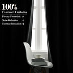 Extra Wide 100% Blackout Linen Textured Curtains - Room Dividers, W200 x L84 (1 Panel), Pinch Pleat Drapes for Living Room, Full Light Block Out Drapery for Sliding Door, Mid Grey