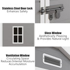 Outdoor Shed 5x3/6x4/7x7/8x6/8x10/8x12 FT, 15MM Thick PP Resin Plastic Shed with Lockable Door & Floor - Waterproof Plastic Tool Shed for Bike, Garbage Can, Backyard, Patio ﻿ ﻿ (Grey, 7x7FT)