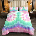 Erosebridal Kids Tie Dye Comforter Set, Bohemian Psychedelic Duvet Sets King Size for Girls Boys Teens Women Bedroom, Boho Gypsy Spiral Bedding Set Watercolor Trippy Duvet Insert, Pink Teal Blue