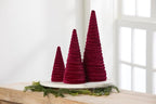 Your Heart's Content Set of 3 Burgundy Velvet Trees, Luxurious Handcrafted Home Decor, Valentine Tabletop Tree, Bookshelf Office, Winter Mantel Accents, Elegant Charm Gift for (Burgundy)