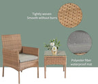 3 Pieces Patio Set Balcony Furniture Sets for Apartments.Bistro Furniture Set, Conversation Sets with Coffee Table, for Porch, Patio, Garden and Removable Cushions Grey