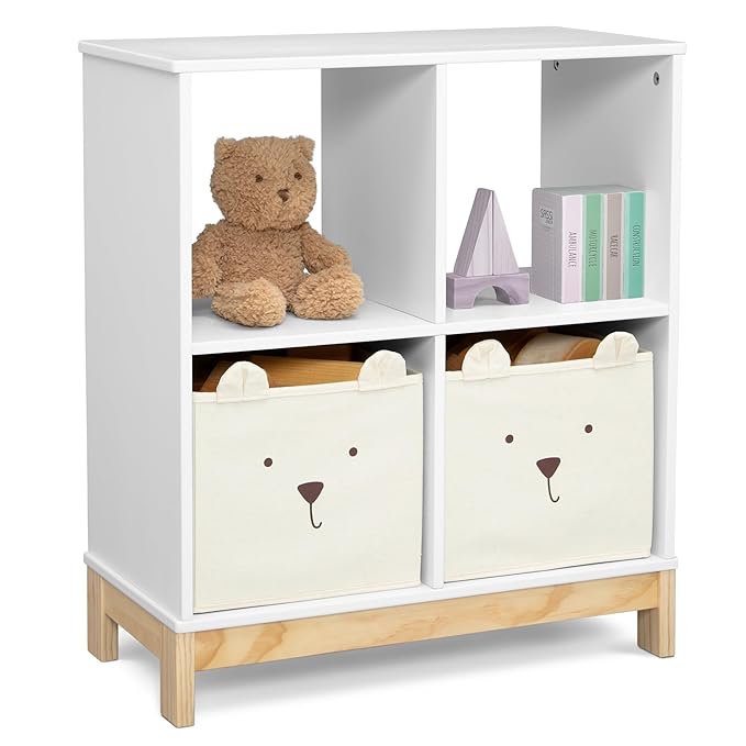 Delta Children babyGap Graham 4-in-1 Convertible Crib with Storage Drawer + Brannan Bear Bookcase with Bins + Brannan Bear Wall Shelf with 4 Hooks, Bianca White (Bundle)