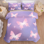 Tailor Shop Butterfly Comforter Sets Queen Size,Purple Pink Butterfly Bedding Sets for Girls Kids Teens with 2 Pillowcase…