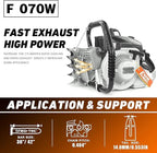 FARMMAC F070W Gas Chainsaw with 42 Inch Alloy Solid Bar, 105cc 2-Cycle Gasoline Power Chain Saws, 4.8KW 6.5HP Power Chain Saw, All Parts Compatible with MS070 090 (F070W WITH 42 INCH BAR/CHAIN)
