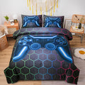 NTBED Game Console Comforter Set for Boys Girls Kids 3D Gaming Geometric Lightweight Microfiber Bedding Sets (Multi, Full)