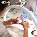 BQAN Half Moon Light for Nail Desk, 29'' 40W Nail Tech Desk Lamp with Phone Holder & Wire Controller & Remote, Stepless Adjustment Desk Lamp for Nails, Tattoo, Eyelash Extensions