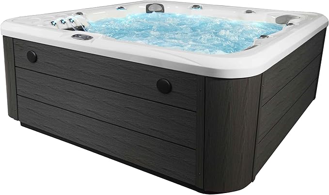 Scenic Outdoor Hot Tub, 6-Person 69-Jet Lounger 4-Pump Spa with Triple Water Columns and Bluetooth Stereo by Essential Hot Tubs