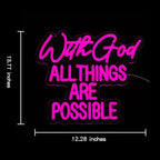"With God All Things Are Possible" Neon Sign God Neon Light for Wall Decor Letter LED Neon Sign Pink LED Neon Light Dimmable Neon Signs for Bedroom Wedding Church Decoration