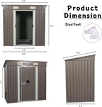 6X4 FT Outdoor Storage Shed, Waterproof Metal Garden Sheds with Lockable Door, Steel Tool Storage Buildings Shed & Outdoor Storage House for Garden, Backyard, Patio, Lawn, Trash Cans(Gray)