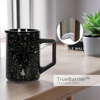 Elemental Insulated Coffee Mug - Triple-Wall Stainless Steel Summit Travel Cup for Hot and Cold Drinks - Thermal Coffee Mug with Lid and Handle for Camping, Office & Travel 16oz - Black Speckle