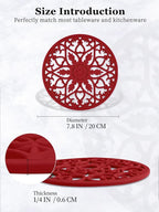 SMARTAKE 6 Set Silicone Trivets, Multi-Use Carved Trivet, Insulated Non-Slip Durable Kitchen Mats, Flexible Modern Kitchen Table Mat, for Hot Dishes, Pots, Dining Countertop, Red