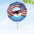 American Eagle Wind Spinner Crystal Tail, Marzovitra 10 inch 3D Stainless Steel Hanging Wind Spinner Metal Wind Catchers Kinetic Sculpture for Indoor,Outdoor Garden Decor,Yard Art