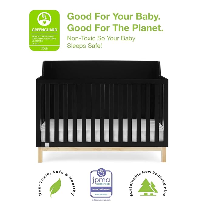 GAP babyGap Oxford 6-in-1 Convertible Crib - Greenguard Gold Certified, Ebony/Natural