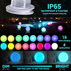 LOFTEK Pool LED Light Ball - 12-inch Sphere Lamp Rechargeable - 16 RGB Cool Lamp for Bedroom Ambient Lighting - Smart Night Light for Baby Nursery - Waterproof Light for Yard & Pool Decor, 1PCS