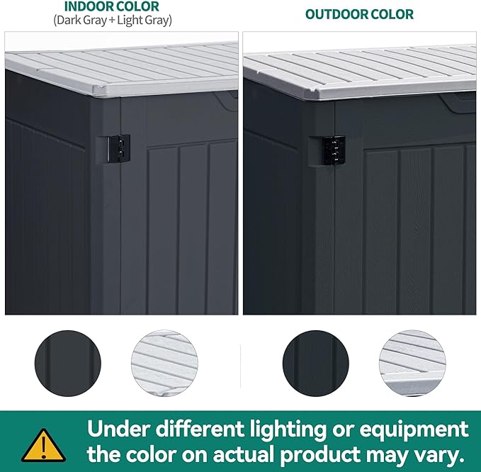 YITAHOME Large Outdoor Horizontal Storage Shed, 47 cu ft Resin Tool Shed w/o Shelf, Waterproof Outdoor Storage with Floor for Trash Cans, Garden Tools, Lawn Mower, Lockable, 4.5x2.8x3.9 ft, Dark Gray