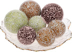 3 PCS 3.35inch Glass Mosaic Sphere Balls Mix Color Table Bowls Vases Centerpieces Set Christmas Party Living Room Thanksgiving Wedding Festival Decorative Orbs