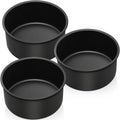 P&P CHEF 6 Inch Cake Pan Set, 3Pcs Non-stick Round Baking Cake Pans Tins | Stainless Steel Core & Nonstick Coating, Good for Baking Layer Tier Cakes for Birthday Wedding, Deep Side & One-piece Design