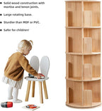4 Tier Rotating Bookshelf 360 Display, Spinning Bookshelf Tower for Kids, Side Table, Floor Standing Bookcase Dtorage Rack, Circular Bookshelf Rotating for Living Room Study Room Office