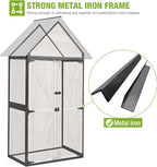 GUTINNEEN Shed Outdoor Storage Upgraded with Durable Metal Frame Garden Shed Tool Storage Cabinet with Wooden Floor Adjustable Shelfs 2.5 x 1.4FT （Dark Color）