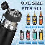 MAXSO Sealed Can Cooler Fizz Lid Can Cover for 12 oz Regular, Slim Skinny Cans & As Thermal Bottle (Matte Black, 5-in-1)