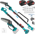 Anbull 2-IN-1 Cordless Pole Saw & 6 Inch Brushless Mini Chainsaw with 2x 4.0Ah Battery, Electric Pole Saws for Tree Trimming, with 15.5ft Max Extension Pole for Tree Branches Wood Cutting