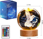 Bird Gifts for Kids, Large 3D Bird Lamp, Crystal Bird Night Light 16 Color Changing with Remote Control for Bedroom Decor, Bird Figurines