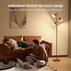 36W LED Tree Floor Lamp, Dimmable Tall Standing Lamp with Remote & Touch Control, 4 Color Temperatures Bright Floor Lamp, 3 Rotatable Light Modern Floor Lamps (Brown)