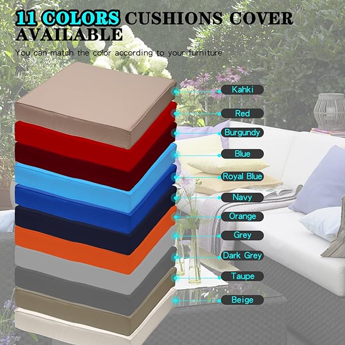 ClawsCover 9Pack Outdoor Seat and Back Cushions Replacement Covers Fit for 5 Pieces 4-Seater Wicker Rattan Patio Conversation Set Sectional Couch Furniture,Taupe-Include Covers Only (Large)
