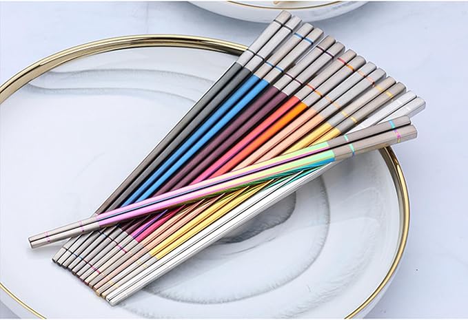 Reusable Stainless Steel Chopsticks,Dishwasher Safe , Easy to Use(4 PCS,purple)