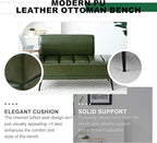 Sofa,Bed Bench,Small Spaces Furniture,Polyurethane Leather,Wood Frame,High Density Sponge Infillings,360-Degree Swivel Tray,Black Metal Leg (Green)