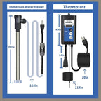 3000W 240V Titanium Immersion Water Heater Portable Electric inflatable pool & Hot Tub Submersible Water Heater with Temp Control, GFCI for above ground pool, Baptistry, baptism pool & spa