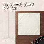 Urban Villa Hemstitch Cloth Dinner Napkins Cotton 20”x20” (Set of 12)-Ivory