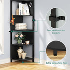 YITAHOME 6-Tier Corner Shelf, 68.8" Tall Modern Free Standing Zigzag Corner Bookshelf, 6 Shelf Display Corner Bookcase Open Small Book Shelves for Living Room, Home Office, Small Space, Black