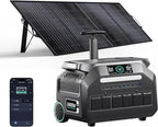 IEE P2400 Portable Power Station with 1x200W Solar Panel,2400W AC Outlet(Peak 5000W),1800W 1.2H Fast Charge,2048WH Lifepo4 Battery,Below 30DB Solar,5-8MS EPS Switch,Power Generator for Home Backup,RV.