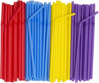 Comfy Package [500 Count] Flexible Plastic Drinking Straws - Disposable Swizzle Sticks - 7.75"High - Assorted Colors