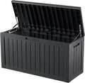 80GAL Black Outdoor Deck Box with Lockable Lid – Waterproof, SGS - Certified UV Resistance, Spacious Storage for Patio Cushions, Pool Accessories & Gardening Supplies, Easy Assembly