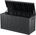 80 Gallon Outdoor Storage Box Waterproof Lockable Resin Deck Box Large, Patio Storage Bin for Pool Accessories Cushion Furniture, Garden Tools, UV-Resistant Outside Delivery Black