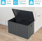 Outdoor Storage Box, 100 Gallon Metal Deck Box Built-in a Oxford Fabric Storage Bag, Lockable & Waterproof Outside Patio Storage Box - Gray