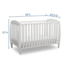 Delta Children Taylor 4-in-1 Convertible Baby Crib, Easy to Assemble, Sustainable New Zealand Wood, JPMA Certified, White