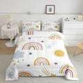 Rainbow Comforter Set for Girls, Sun and Stars Bedding Set King for Kids Boys Children Cartoon Cloud Bedding Comforters Girly Soft Microfiber Duvet Insert for Bedroom Decor, Rainbow Gifts For Kids