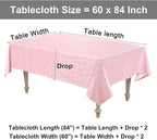 Smiry Rectangle Waterproof Heavy Duty Vinyl Tablecloths, 60 x 84 Inch | Wipeable Washable Floral Embossed Table Cover for Kitchen and Dining Room, Indoor & Outdoor Use, Pink