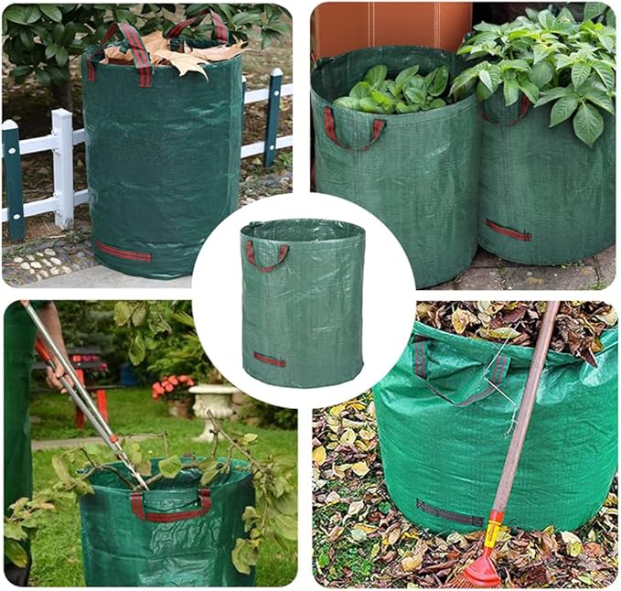 CFH-ALLEZ 1 Pair Lawn Claws Leaf Scoop Collect + 1 Pack 72 Gallons Reusable Light Green Garden Bag