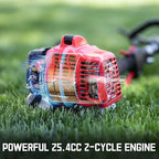 PowerSmart Gas Weed Wacker 2-Cycle 25cc Gas String Trimmer/Edger 16" and 10" Brush Cutter & Shoulder Strap Included