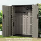 KINYING Outdoor Vertical Storage Shed,57 Cu.ft Outdoor Storage Cabinet Waterproof,Resin Sheds & Outdoor Storage Clearance for Garden,Patio,Backyard,Lockable (Brown)